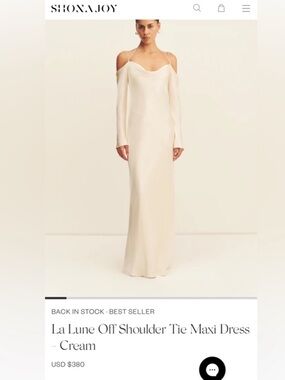 Shona Joy La Lune Off-Shoulder Tie Dress - Cream